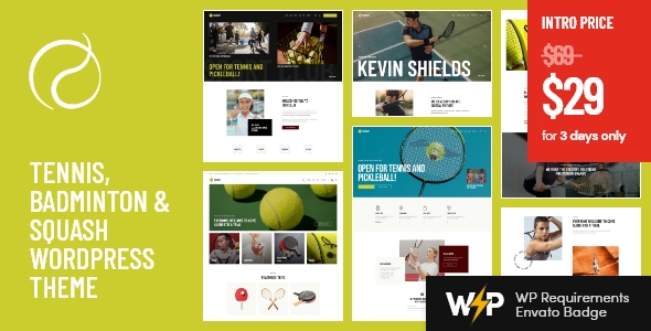Racquet - 网球羽毛球壁球网站模板WordPress主题