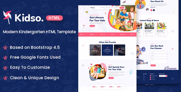 Kidso - 现代儿童培训兴趣班网站 HTML 模板