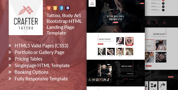 Crafter - 纹身刺青着陆页网站HTML模板