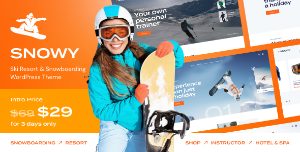  Snowy - Ski Resort Snowboard Winter Sports Website WordPress Theme