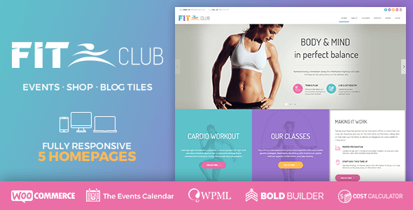 Fitness Club - 瑜伽瘦身运动减肥网站WordPress模板