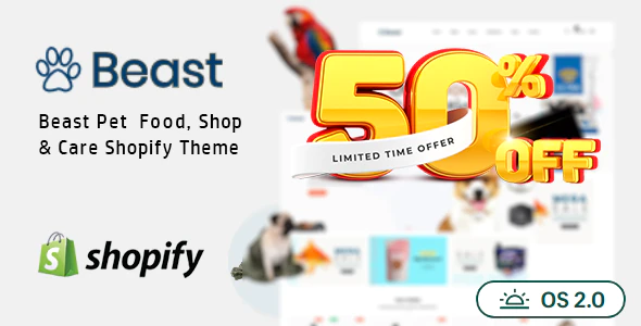 Beast - 宠物用品电子商务网站 Shopify OS 2.0 模板