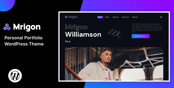  Mrigon - WordPress template of resume and work display website