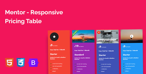 Mentor - 响应式价格标签价格表网站HTML5模板
