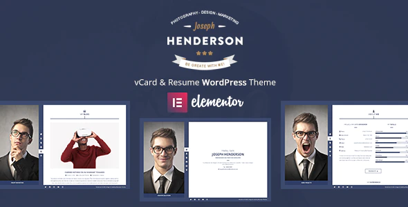 Henderson - vCard 个人简历作品展示网站WordPress模板
