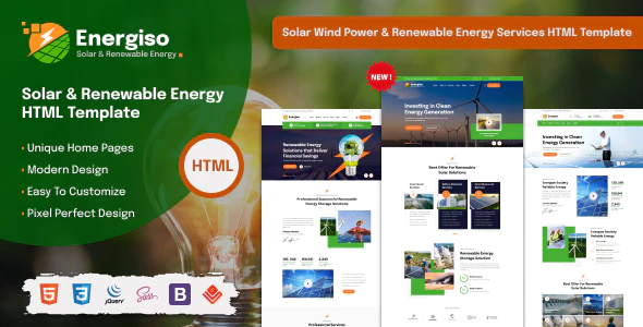 Energiso - 新能源光伏风能网站 HTML 模板
