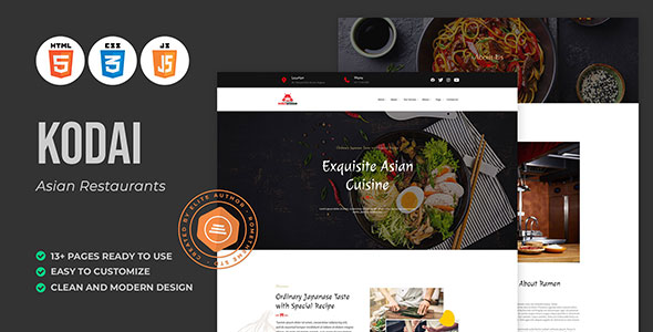 Kodai - 亚洲美食餐厅网站HTML模板