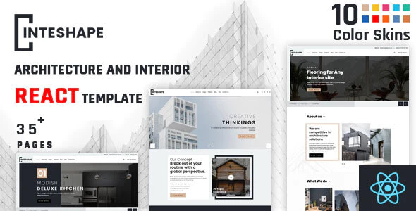  Inteshape - React template for architectural design and decoration website